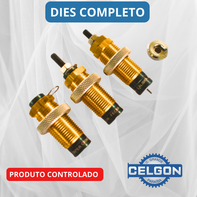 DIES p/Mascote c/Calibra, Fecha, Taper-crimp e Shell-Holder (KIT DIES COMPLETO).